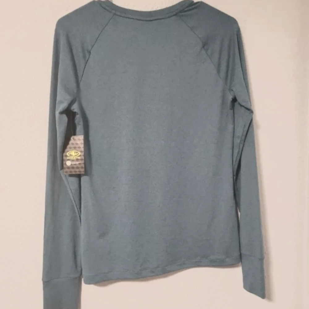 Athletic Works Womens Top Green Size Small Long Sleeve Thumb Hole Work Out